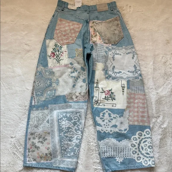 Free People We The Free Illusions Patchwork Printed Jeans 29 NWT NEW - Picture 3 of 4
